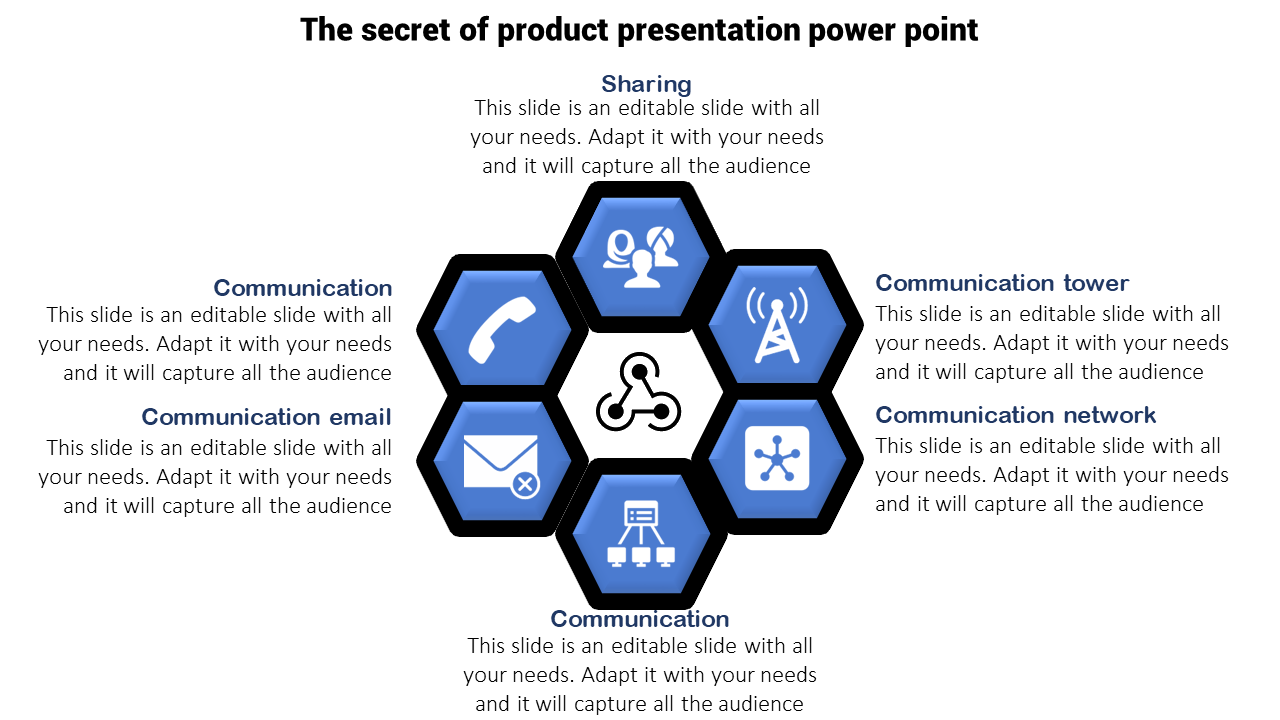 Communication PowerPoint Template - Hexagon Model